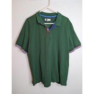 Boden Men's Polo Shirt Size XL Green Pique Knit Contrast Trim Short Sleeve